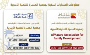 الحسابات البنكية للجمعية
